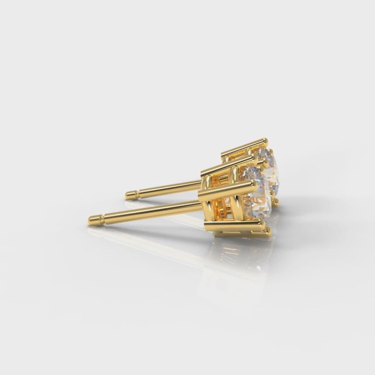 Six Claw Diamond Stud Earrings (GIA Certified) - Yellow Gold