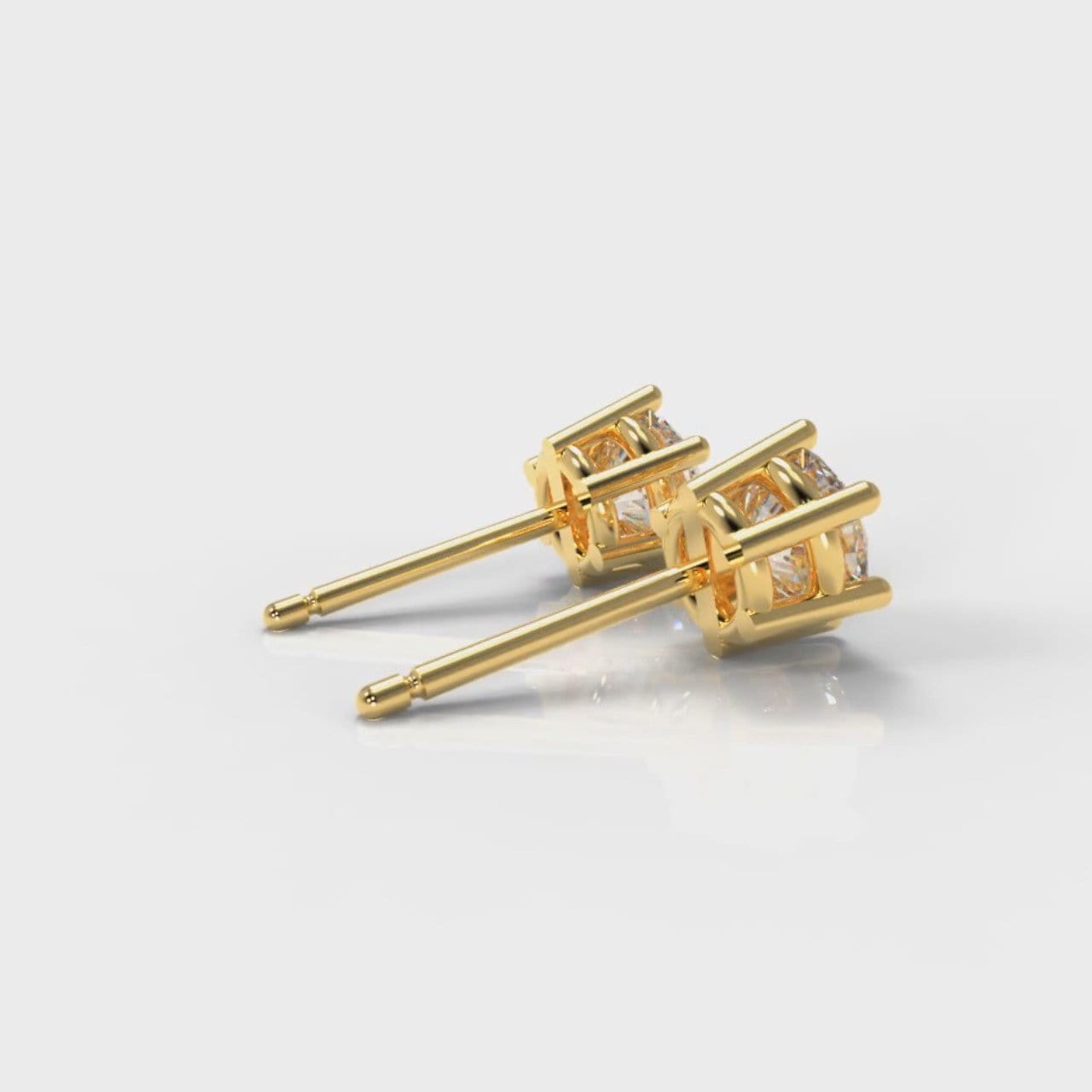 Six Claw Diamond Stud Earrings (GIA Certified) - Yellow Gold