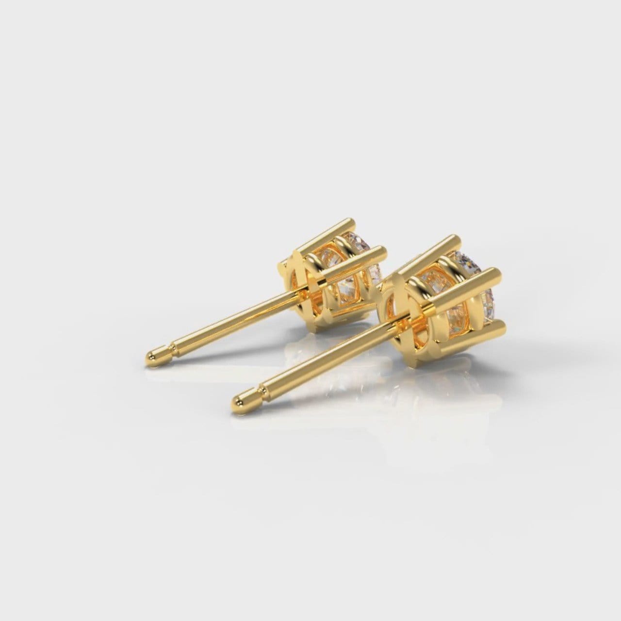 Six Claw Diamond Stud Earrings (GIA Certified) - Yellow Gold