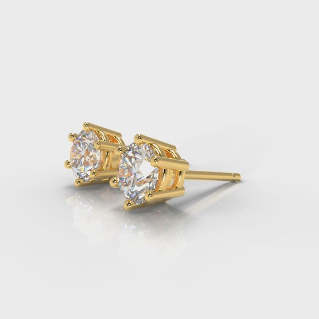 Six Claw Diamond Stud Earrings (GIA Certified) - Yellow Gold