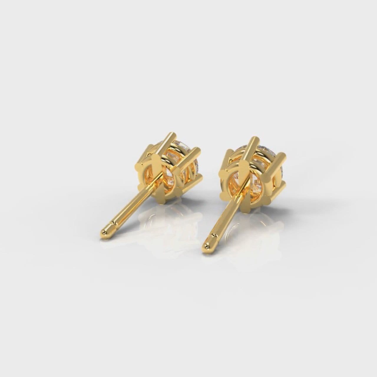 Six Claw Diamond Stud Earrings (GIA Certified) - Yellow Gold