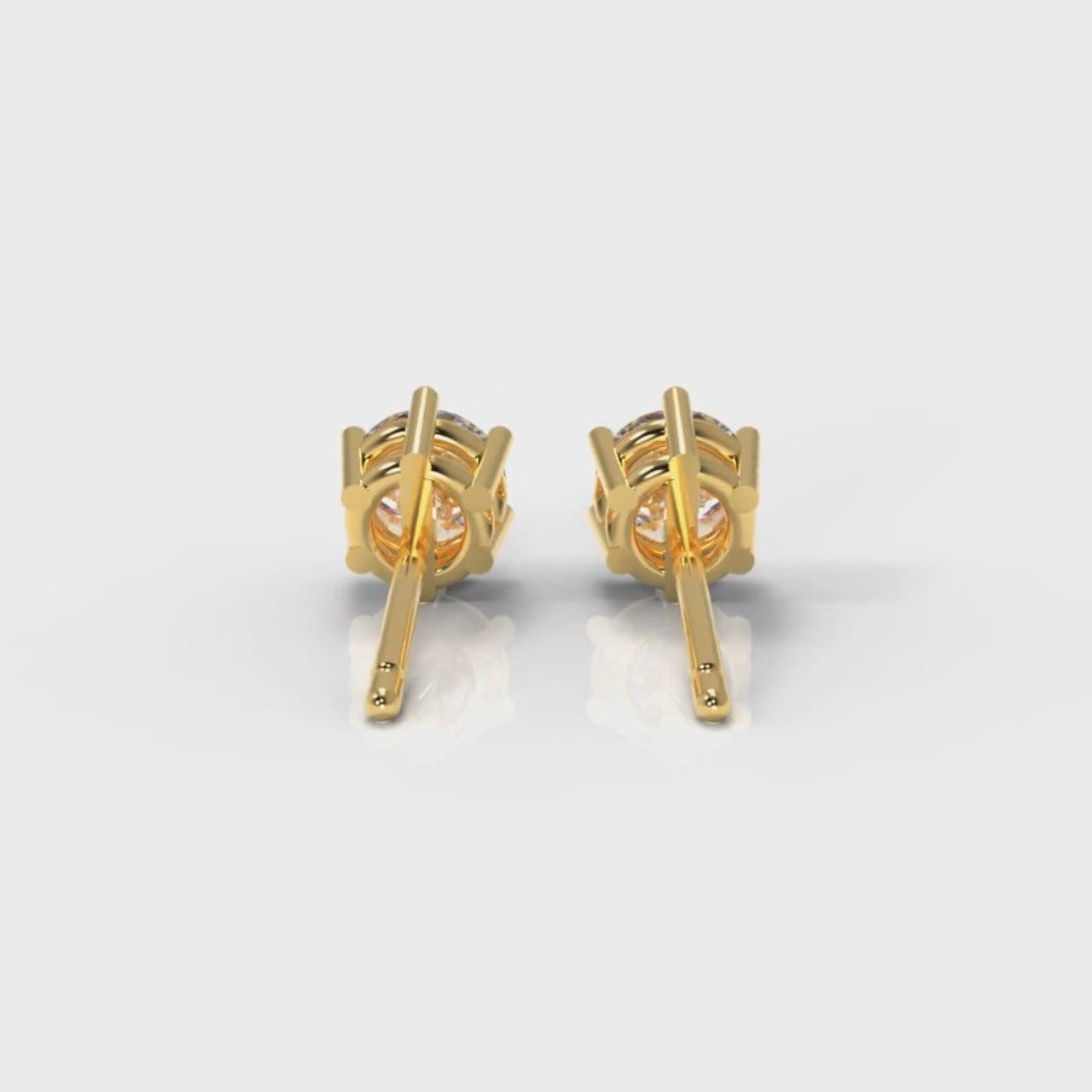 Six Claw Diamond Stud Earrings (GIA Certified) - Yellow Gold