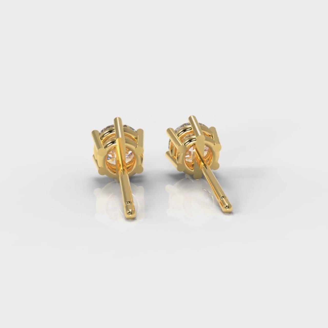 Six Claw Diamond Stud Earrings (GIA Certified) - Yellow Gold