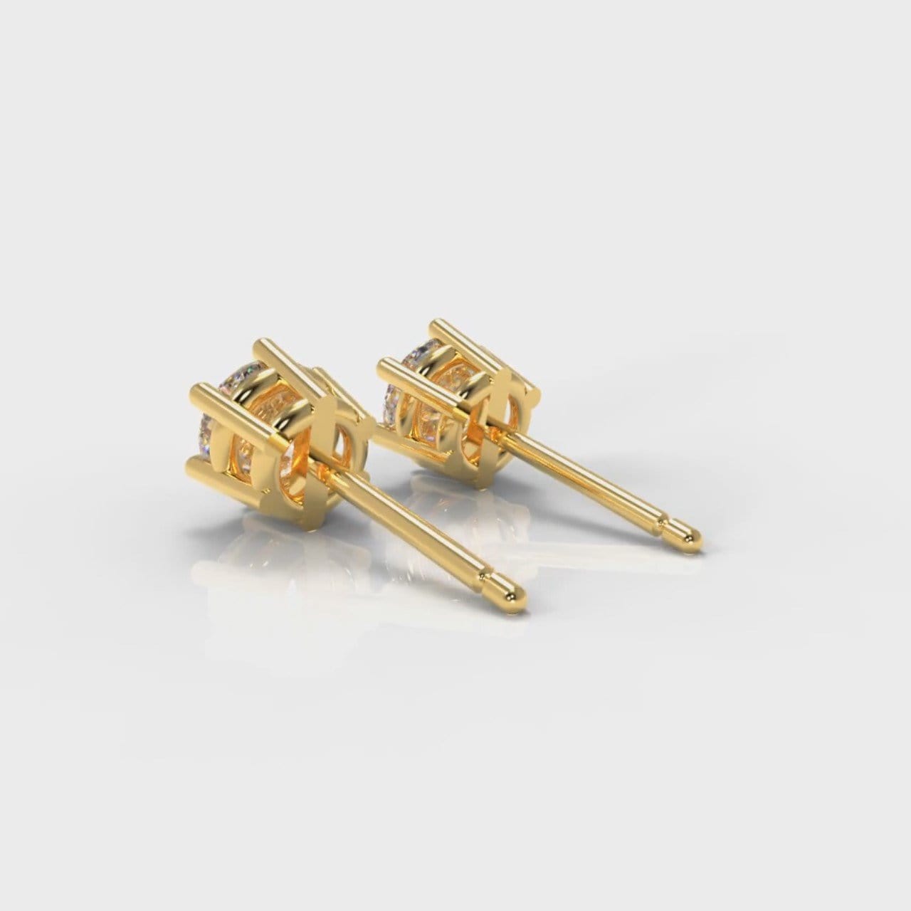 Six Claw Diamond Stud Earrings (GIA Certified) - Yellow Gold