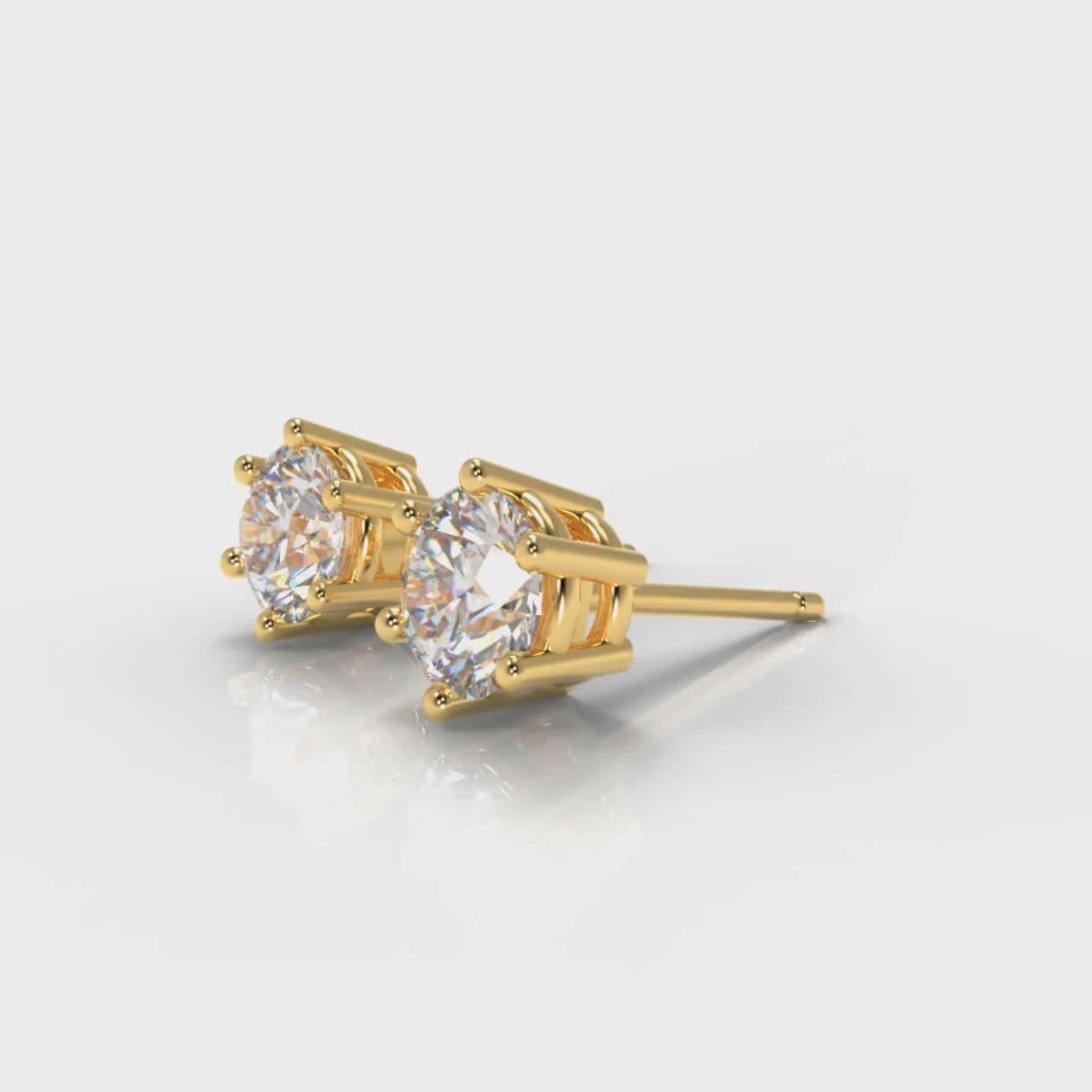 Six Claw Diamond Stud Earrings (GIA Certified) - Yellow Gold
