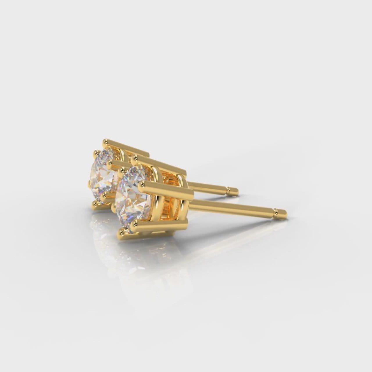 Six Claw Diamond Stud Earrings (GIA Certified) - Yellow Gold