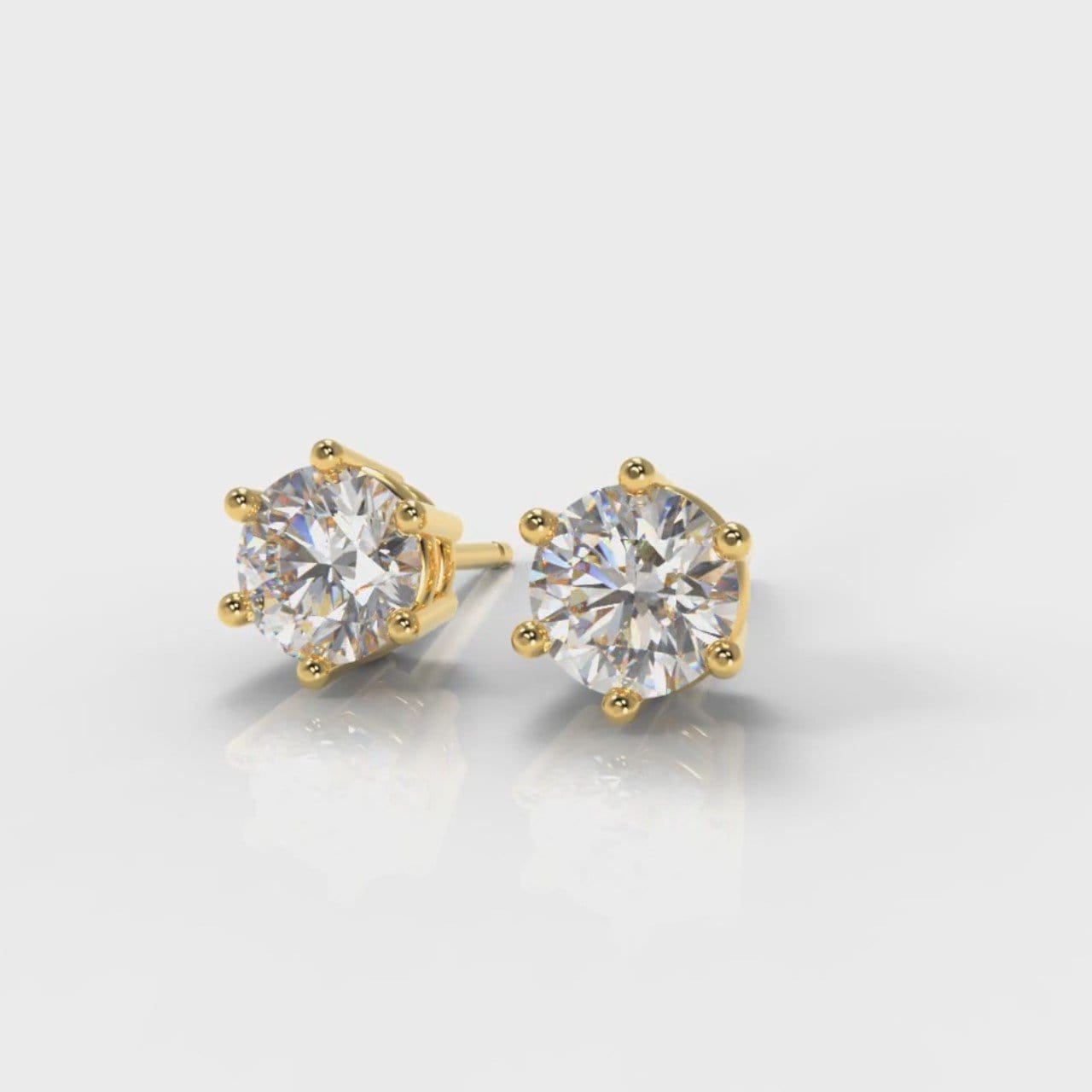 Six Claw Diamond Stud Earrings (GIA Certified) - Yellow Gold