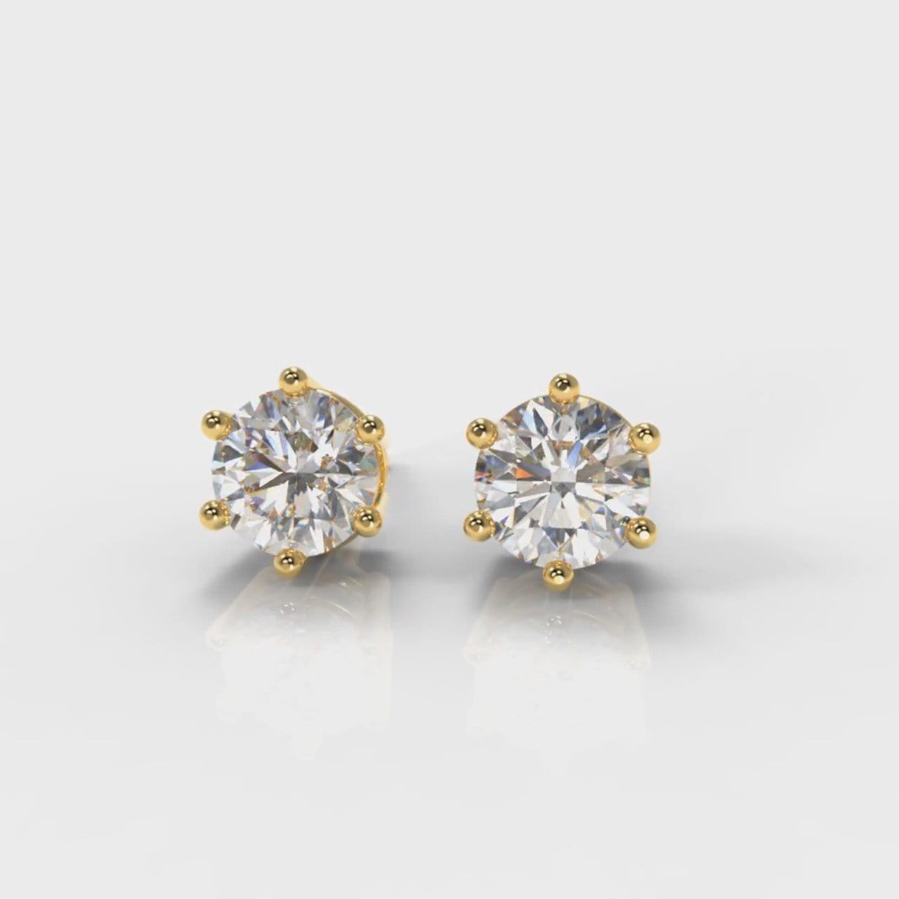 Six Claw Diamond Stud Earrings (GIA Certified) - Yellow Gold