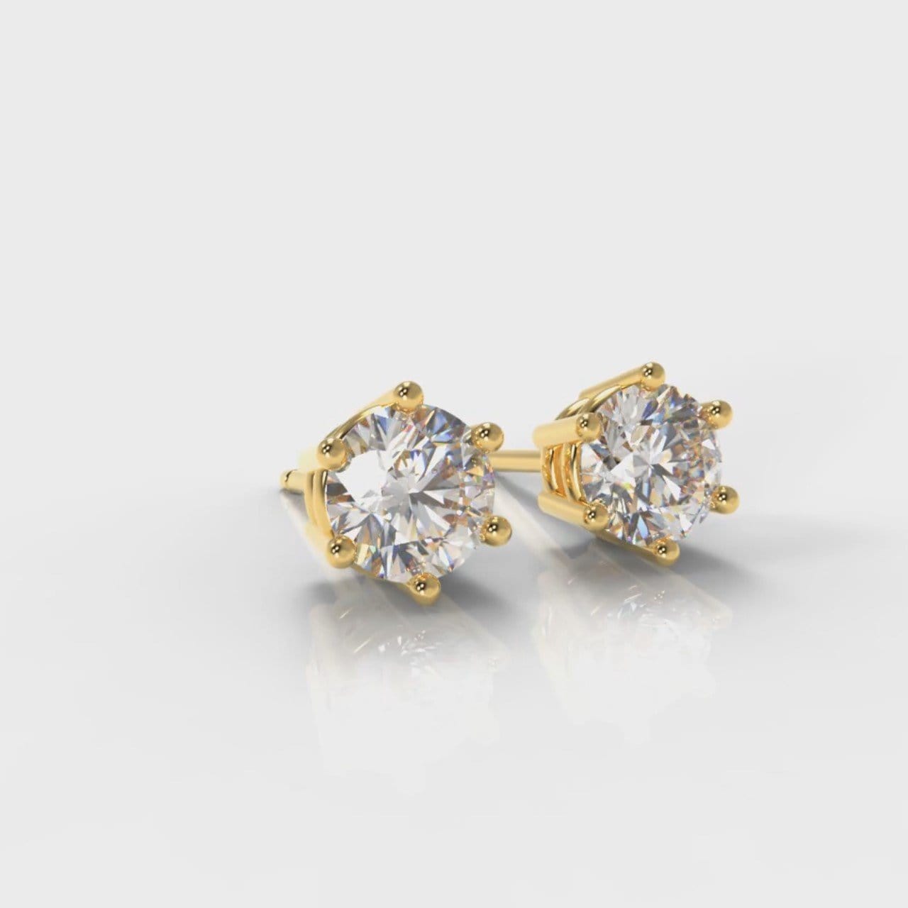 Six Claw Diamond Stud Earrings (GIA Certified) - Yellow Gold