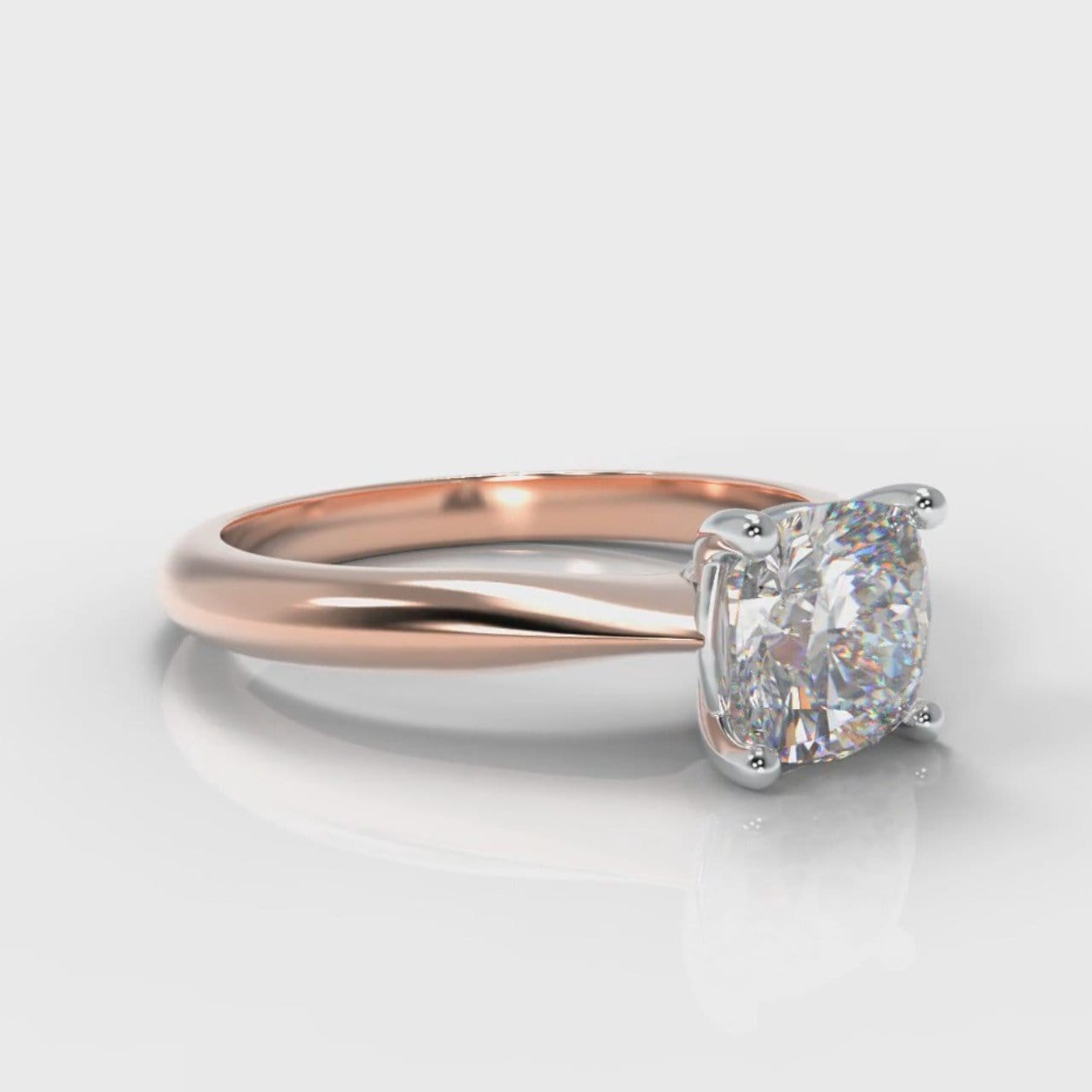 Carrée Solitaire Cushion Cut Diamond Engagement Ring - Rose Gold
