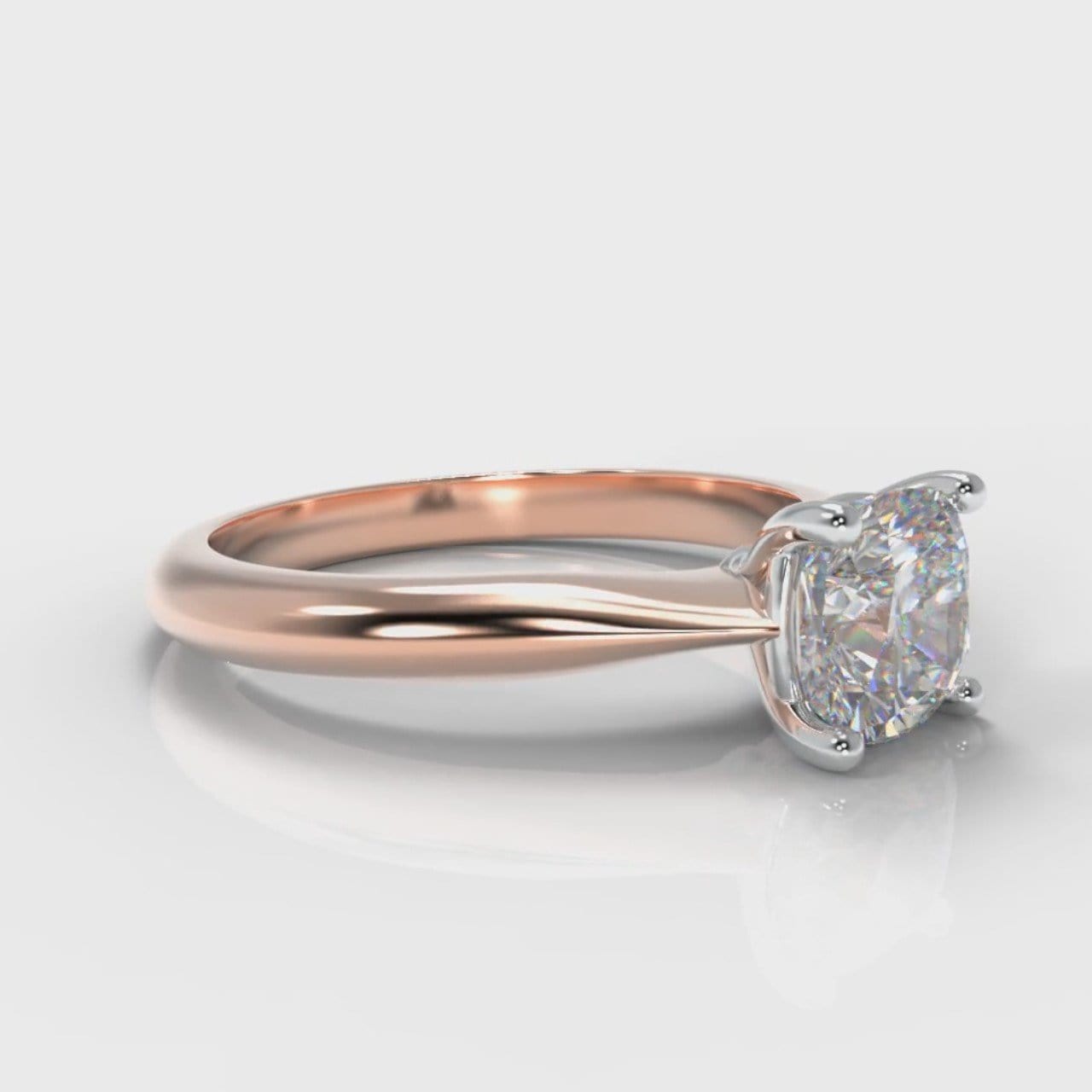 Carrée Solitaire Cushion Cut Diamond Engagement Ring - Rose Gold