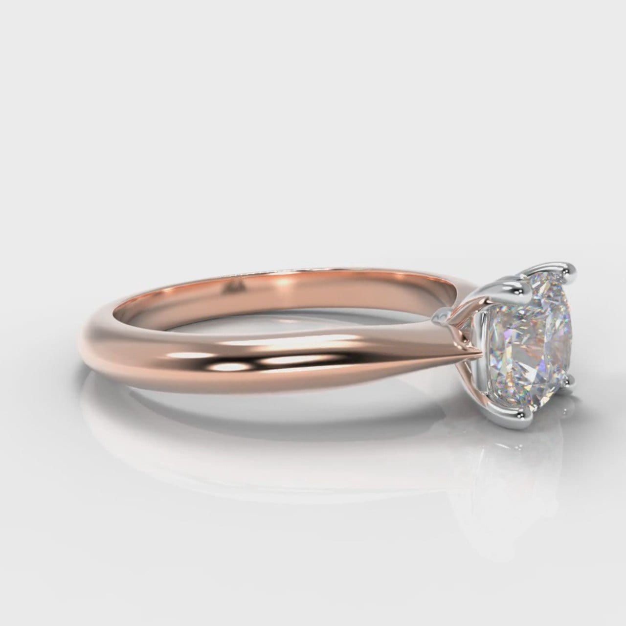 Carrée Solitaire Cushion Cut Diamond Engagement Ring - Rose Gold