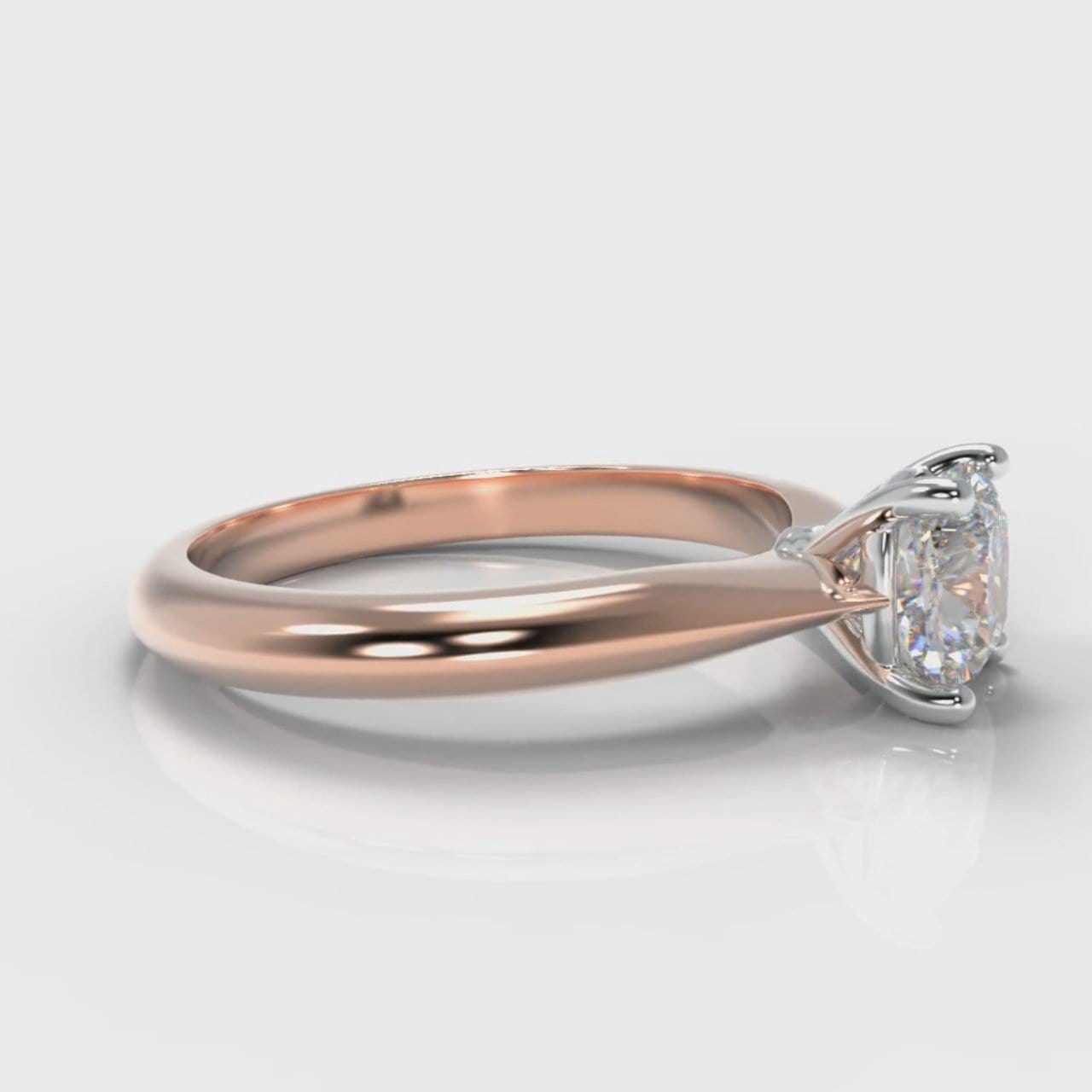 Carrée Solitaire Cushion Cut Diamond Engagement Ring - Rose Gold