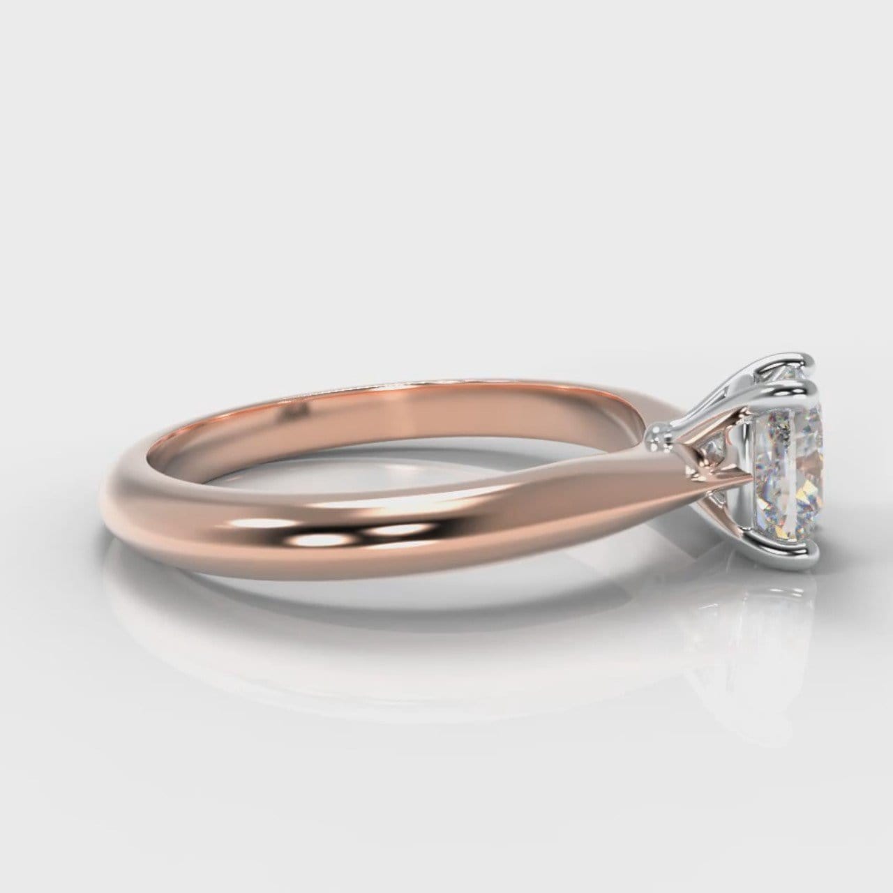 Carrée Solitaire Cushion Cut Diamond Engagement Ring - Rose Gold