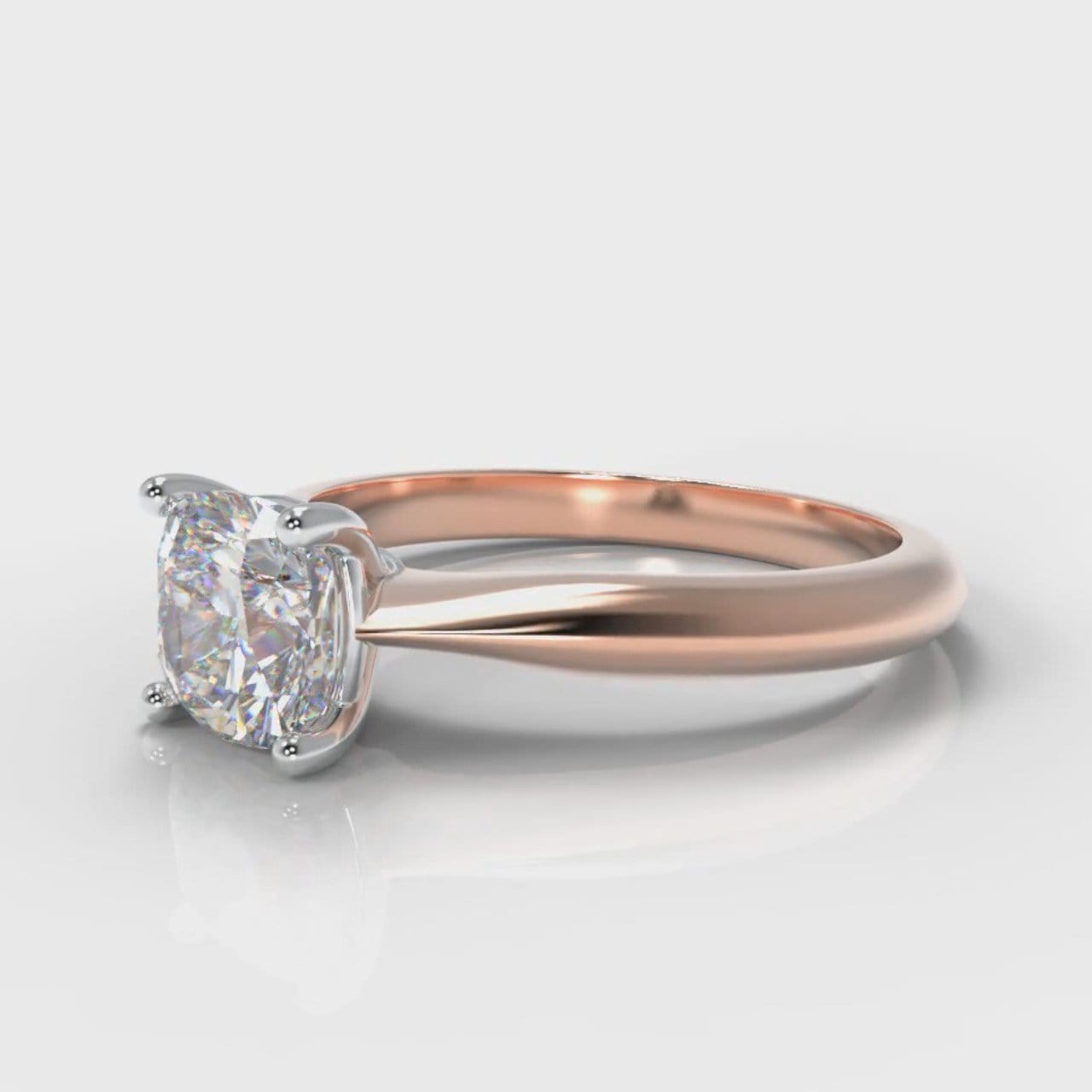 Carrée Solitaire Cushion Cut Diamond Engagement Ring - Rose Gold