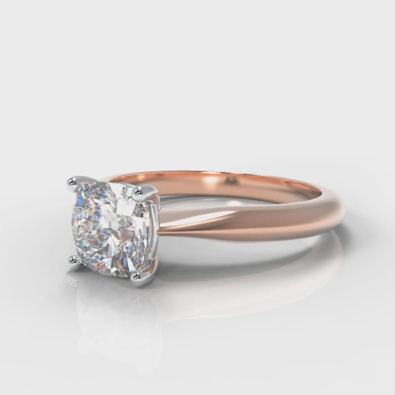 Carrée Solitaire Cushion Cut Diamond Engagement Ring - Rose Gold