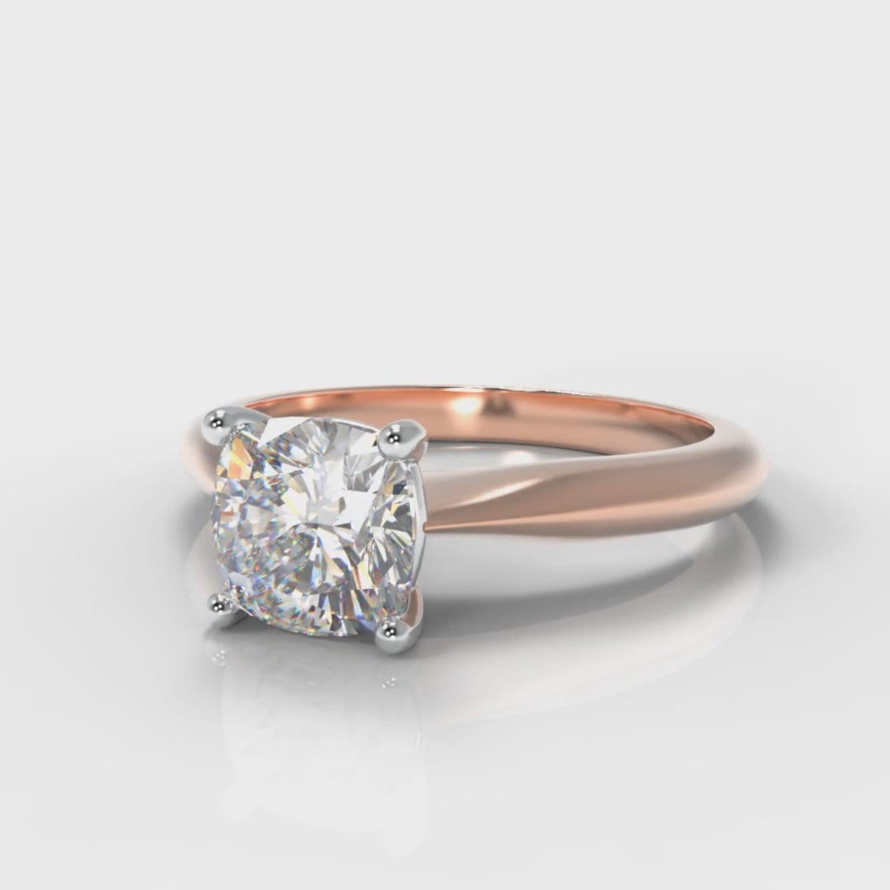Carrée Solitaire Cushion Cut Diamond Engagement Ring - Rose Gold