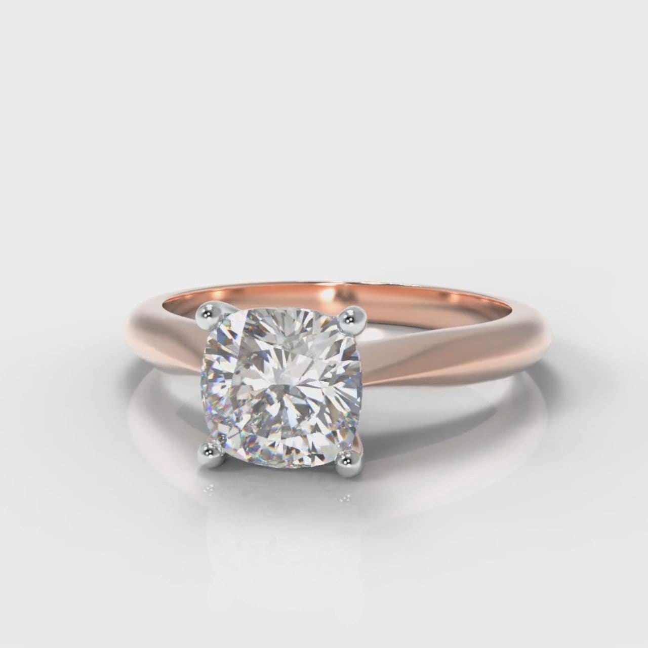 Carrée Solitaire Cushion Cut Diamond Engagement Ring - Rose Gold