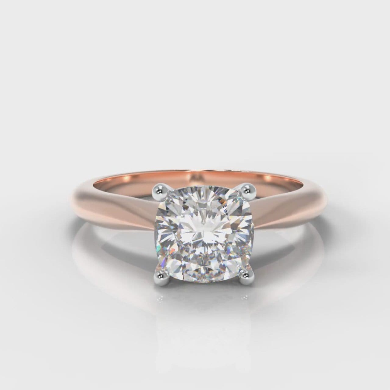 Carrée Solitaire Cushion Cut Diamond Engagement Ring - Rose Gold