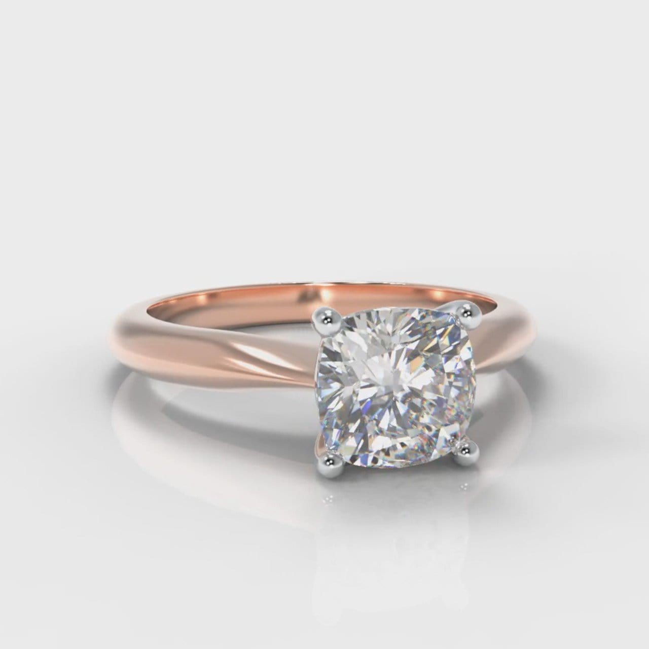 Carrée Solitaire Cushion Cut Diamond Engagement Ring - Rose Gold