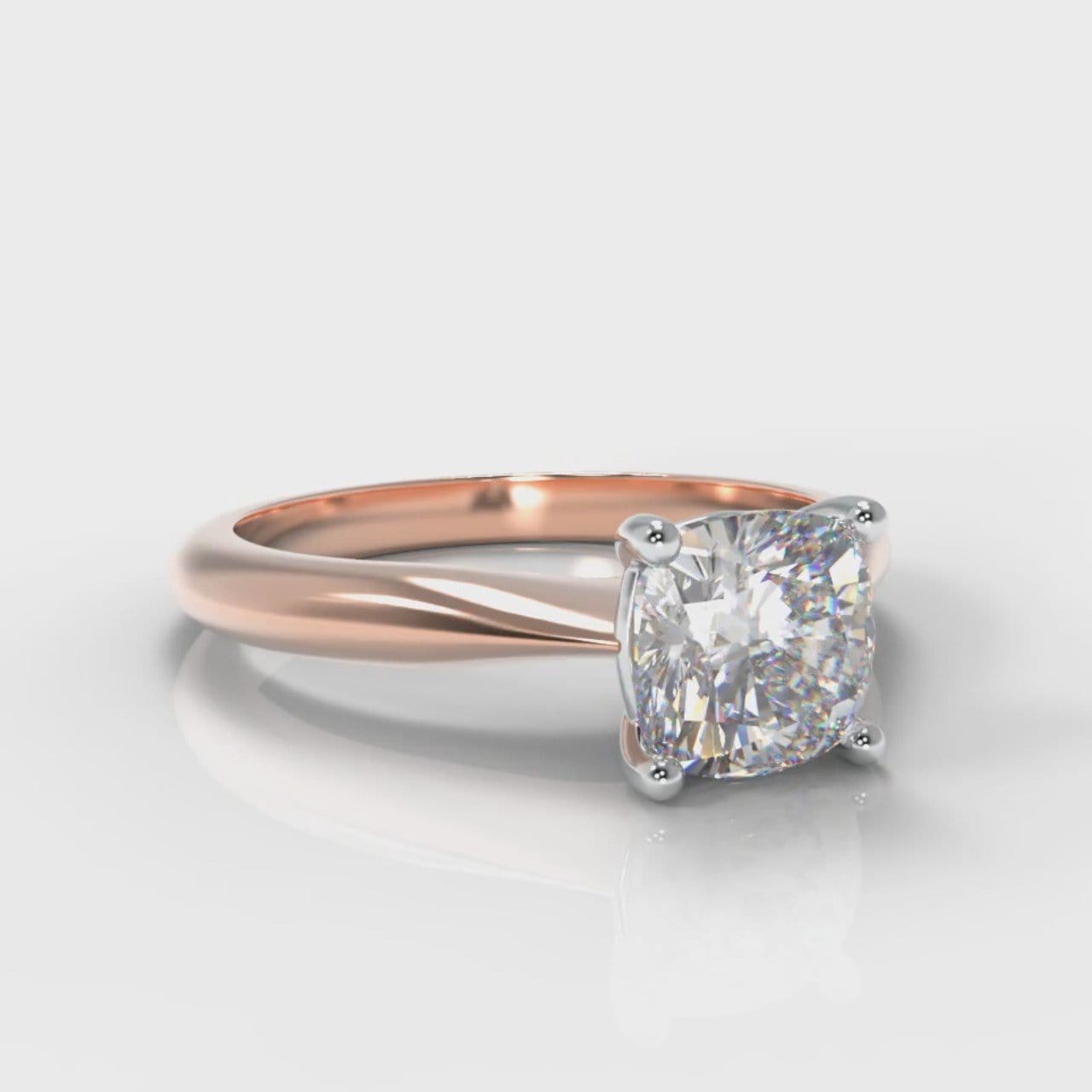 Carrée Solitaire Cushion Cut Diamond Engagement Ring - Rose Gold