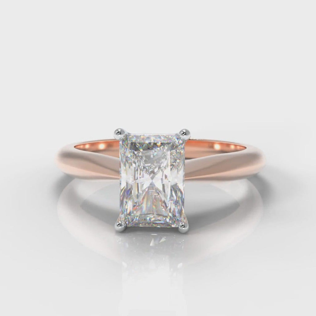 Carrée Solitaire Radiant Cut Diamond Engagement Ring - Rose Gold