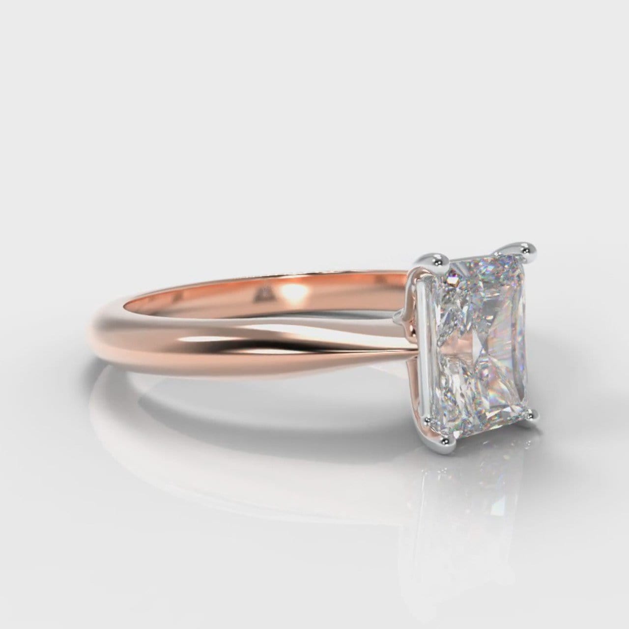 Carrée Solitaire Radiant Cut Diamond Engagement Ring - Rose Gold