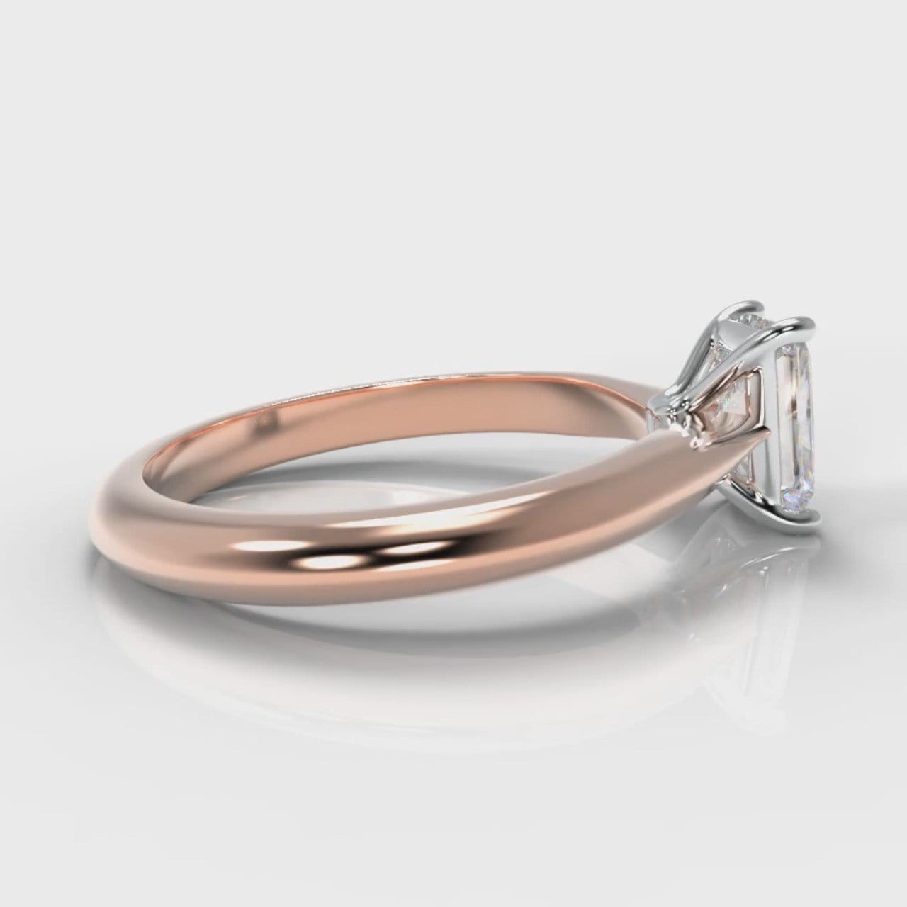 Carrée Solitaire Radiant Cut Diamond Engagement Ring - Rose Gold
