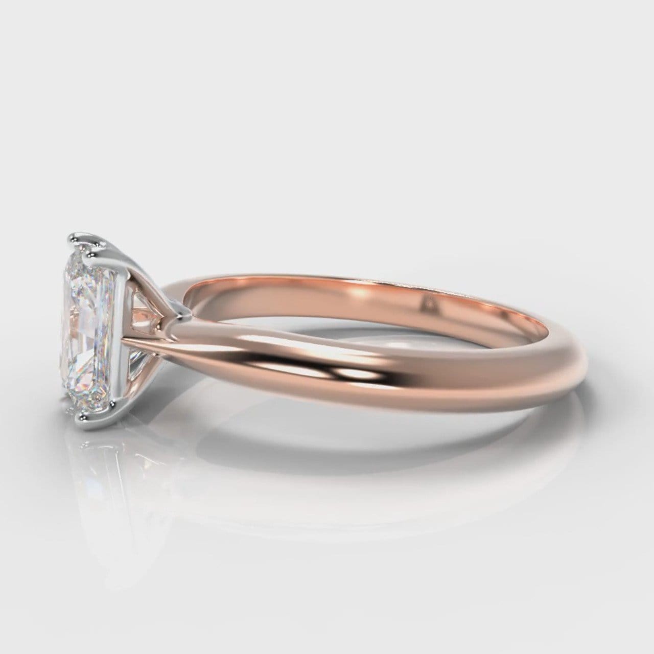 Carrée Solitaire Radiant Cut Diamond Engagement Ring - Rose Gold
