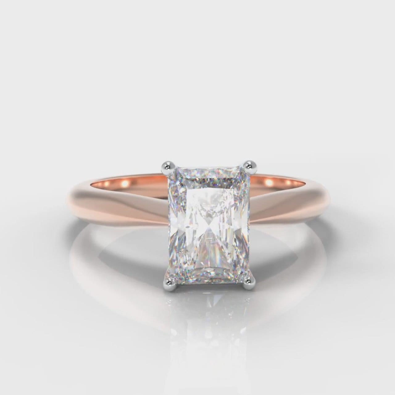 Carrée Solitaire Radiant Cut Diamond Engagement Ring - Rose Gold