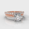 Carrée Solitaire Round Brilliant Cut Diamond Bridal Set - Rose Gold