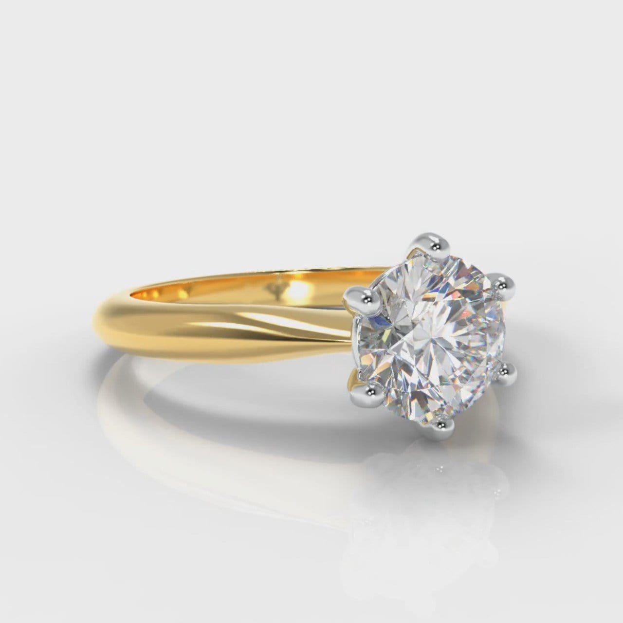 Star Solitaire Round Brilliant Diamond Engagement Ring - Yellow Gold