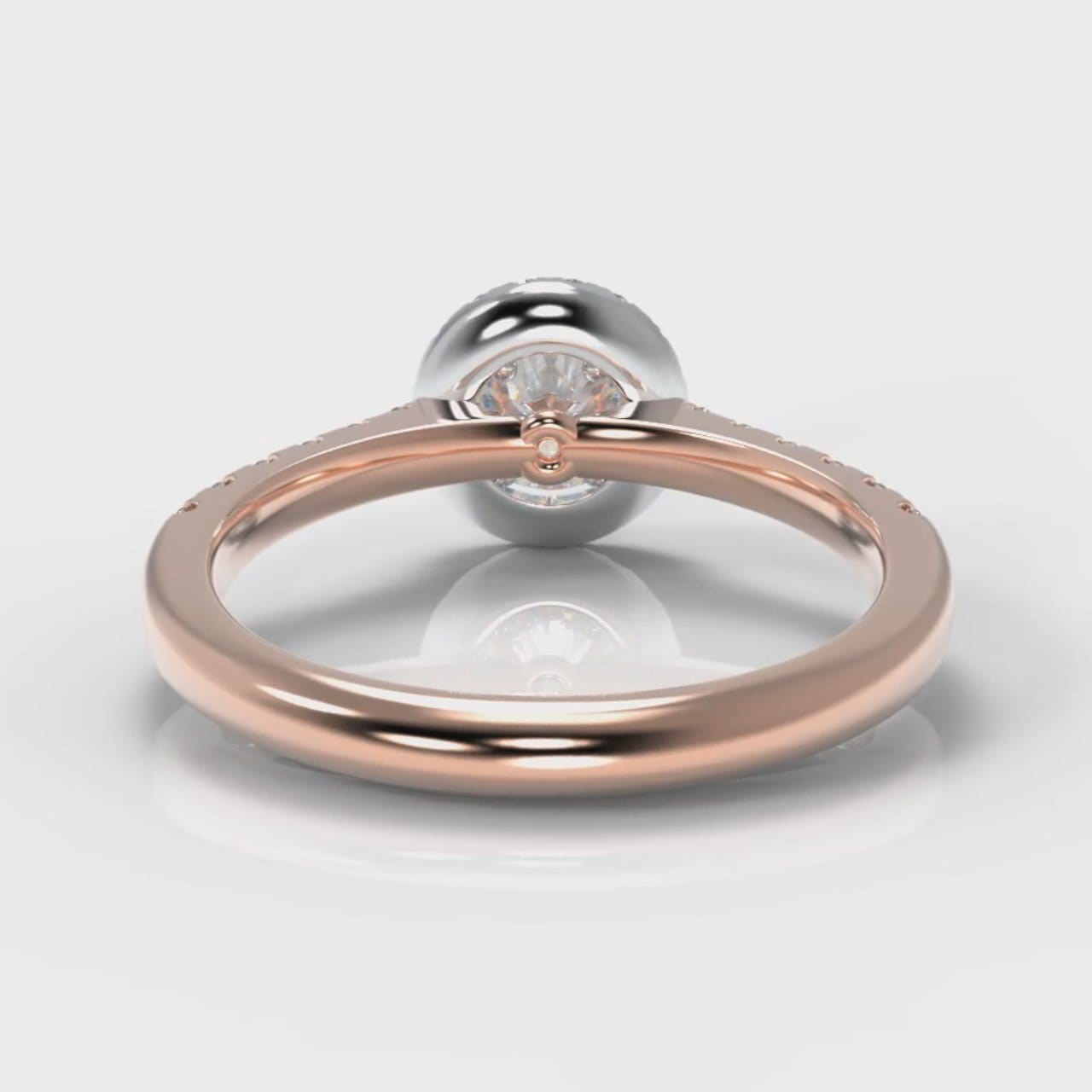 Micropavé Round Brilliant Cut Diamond Halo Engagement Ring - Two Tone Rose Gold