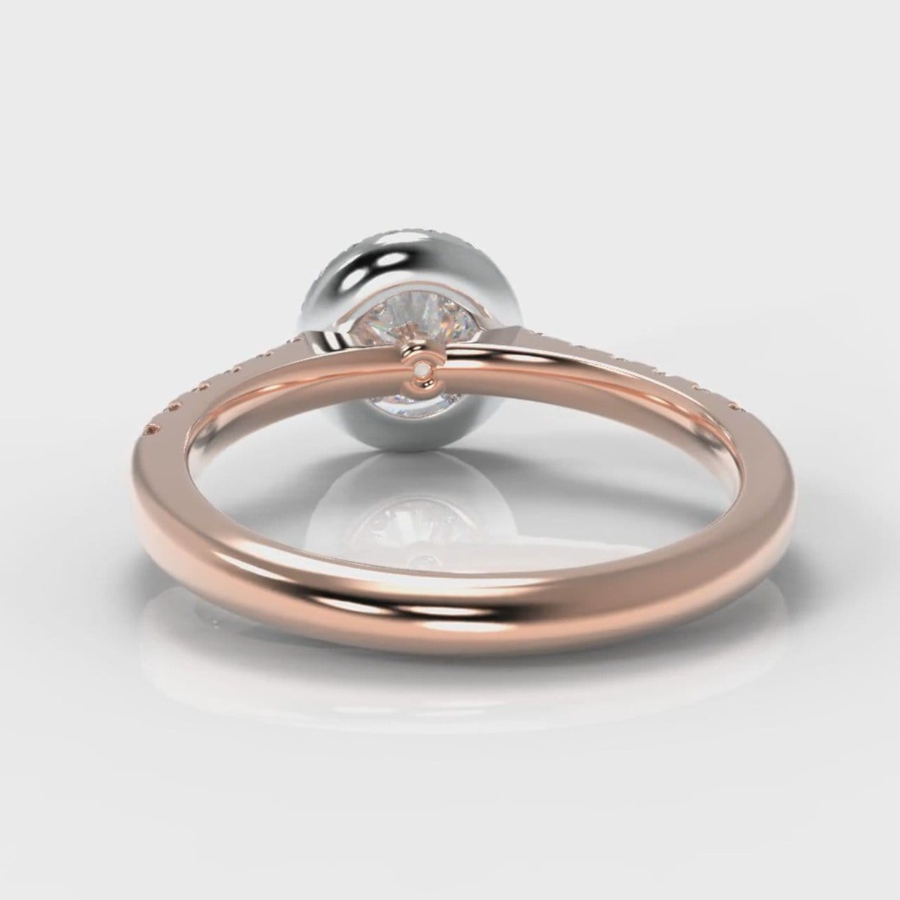 Micropavé Round Brilliant Cut Diamond Halo Engagement Ring - Two Tone Rose Gold