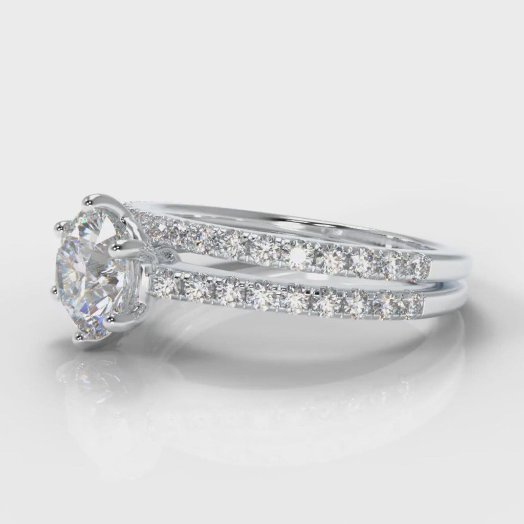 Star Petite Micropavé Round Brilliant Cut Diamond Bridal Set