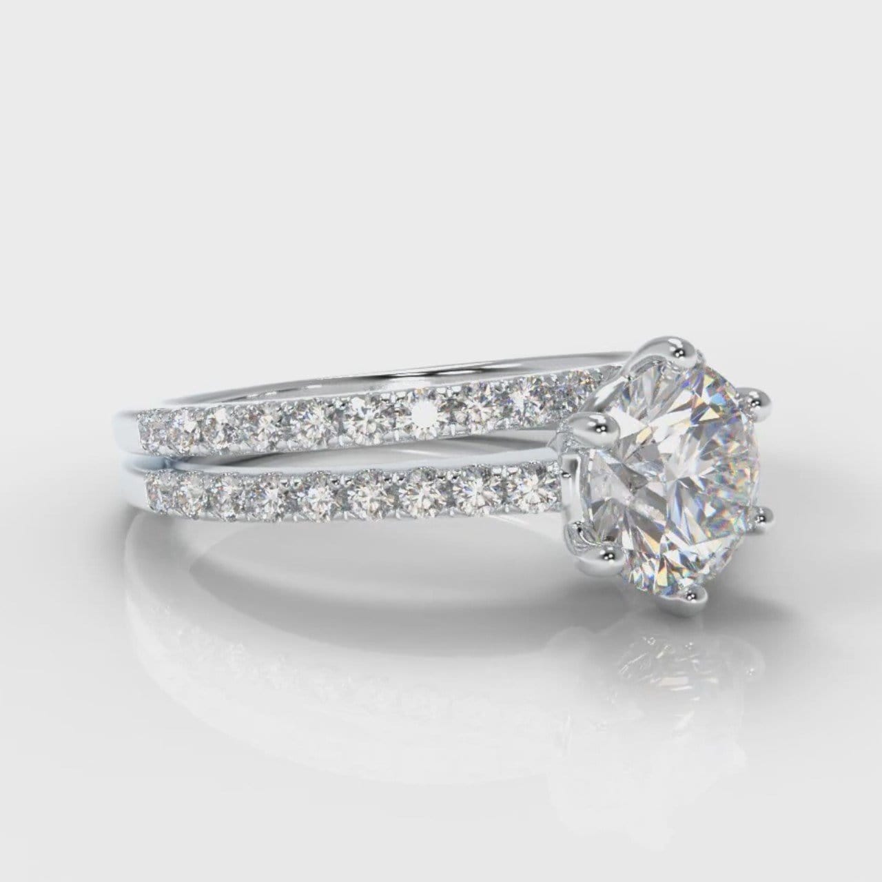 Star Petite Micropavé Round Brilliant Cut Diamond Bridal Set