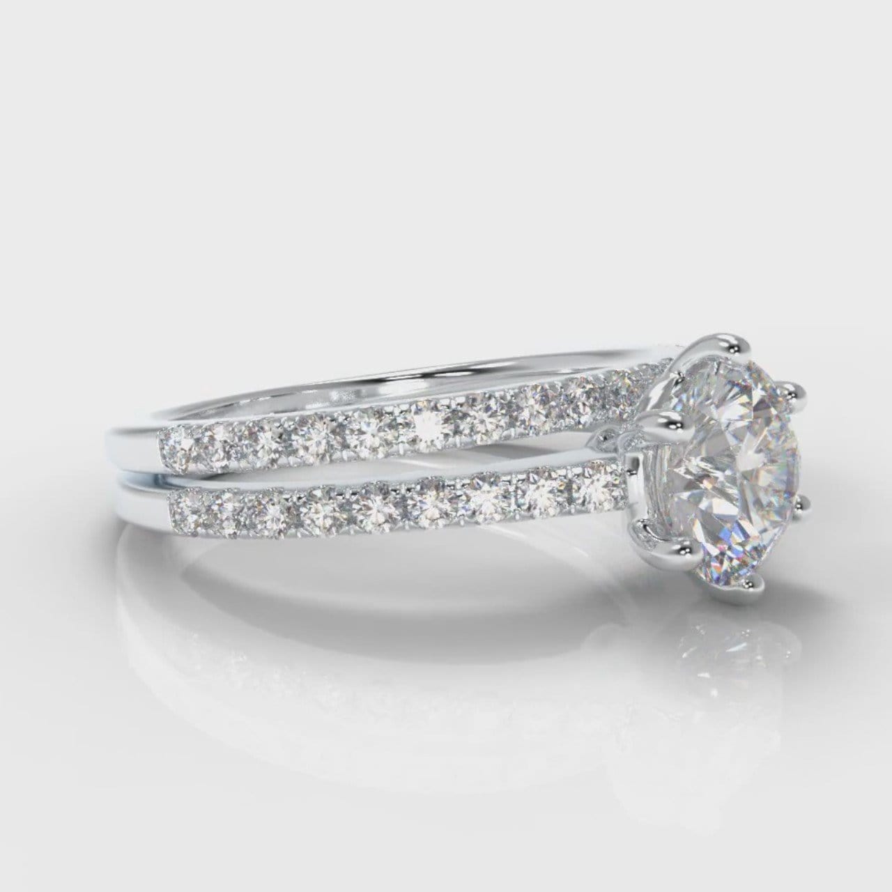 Star Petite Micropavé Round Brilliant Cut Diamond Bridal Set