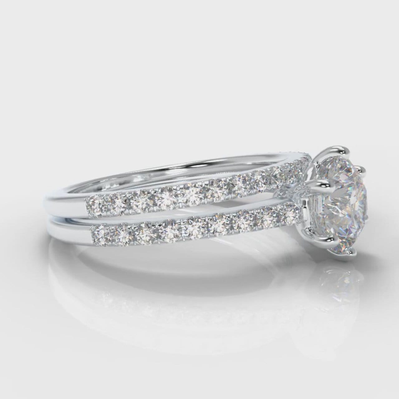 Star Petite Micropavé Round Brilliant Cut Diamond Bridal Set