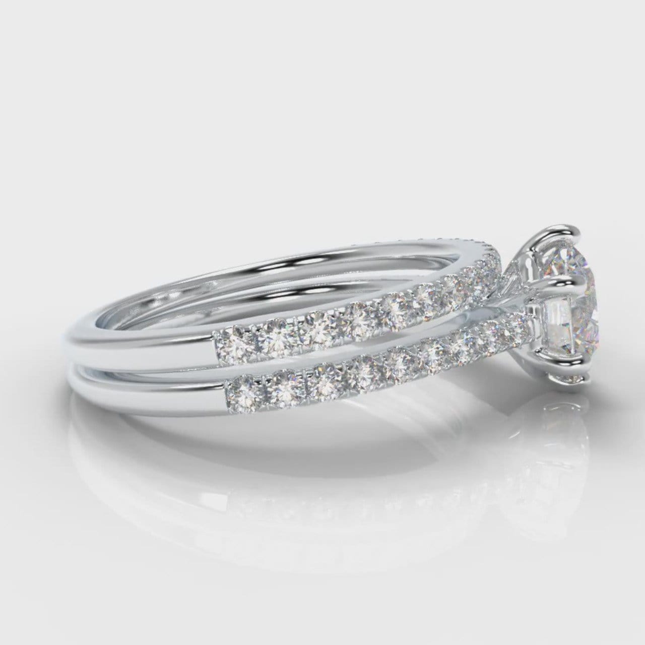 Star Petite Micropavé Round Brilliant Cut Diamond Bridal Set
