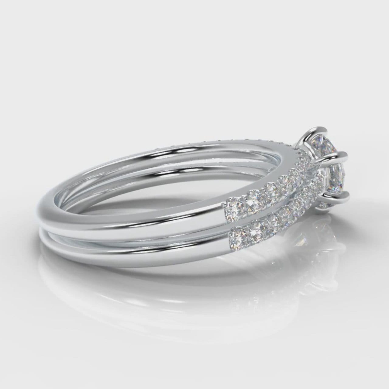 Star Petite Micropavé Round Brilliant Cut Diamond Bridal Set