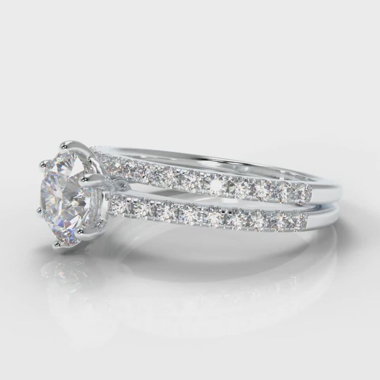 Star Petite Micropavé Round Brilliant Cut Diamond Bridal Set