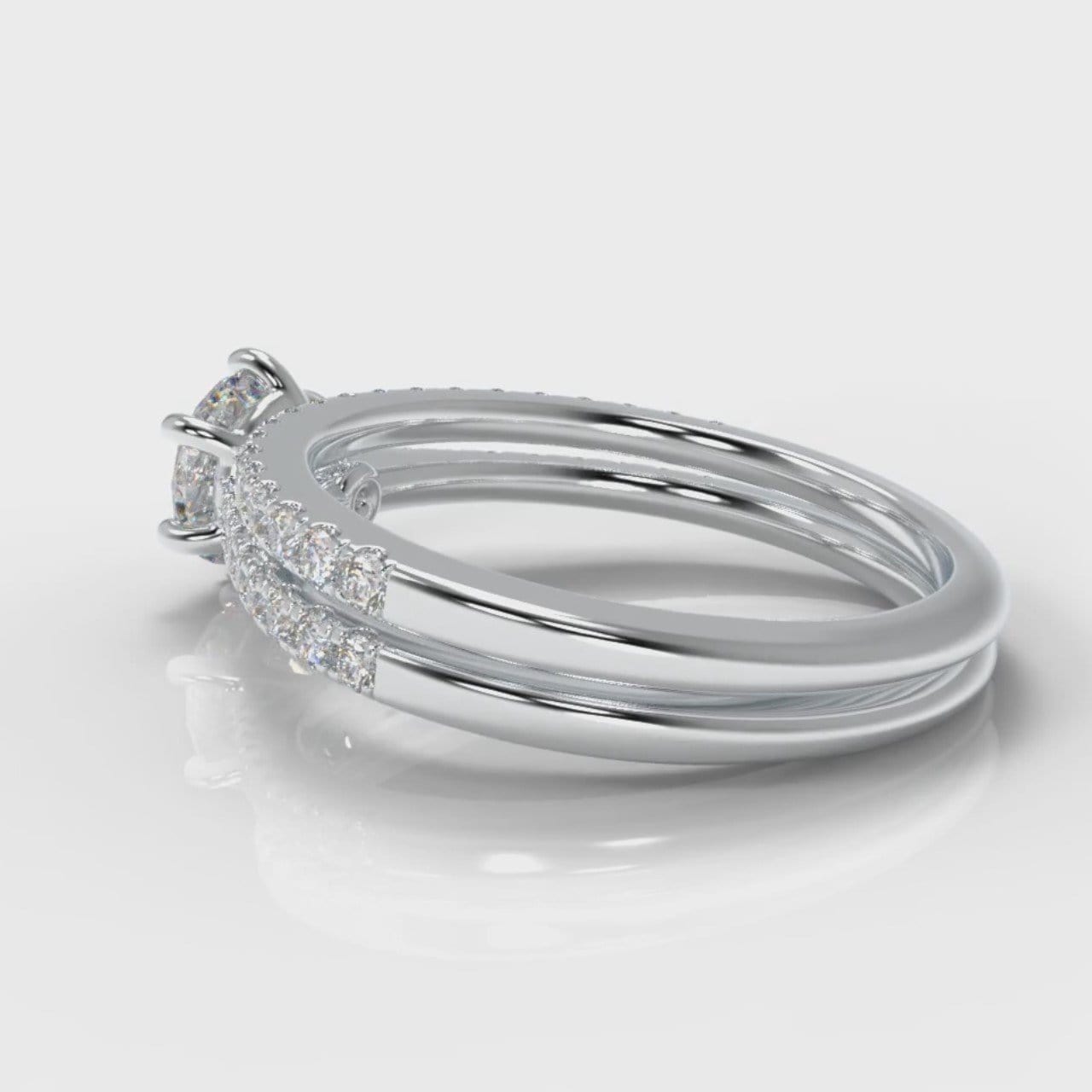 Star Petite Micropavé Round Brilliant Cut Diamond Bridal Set