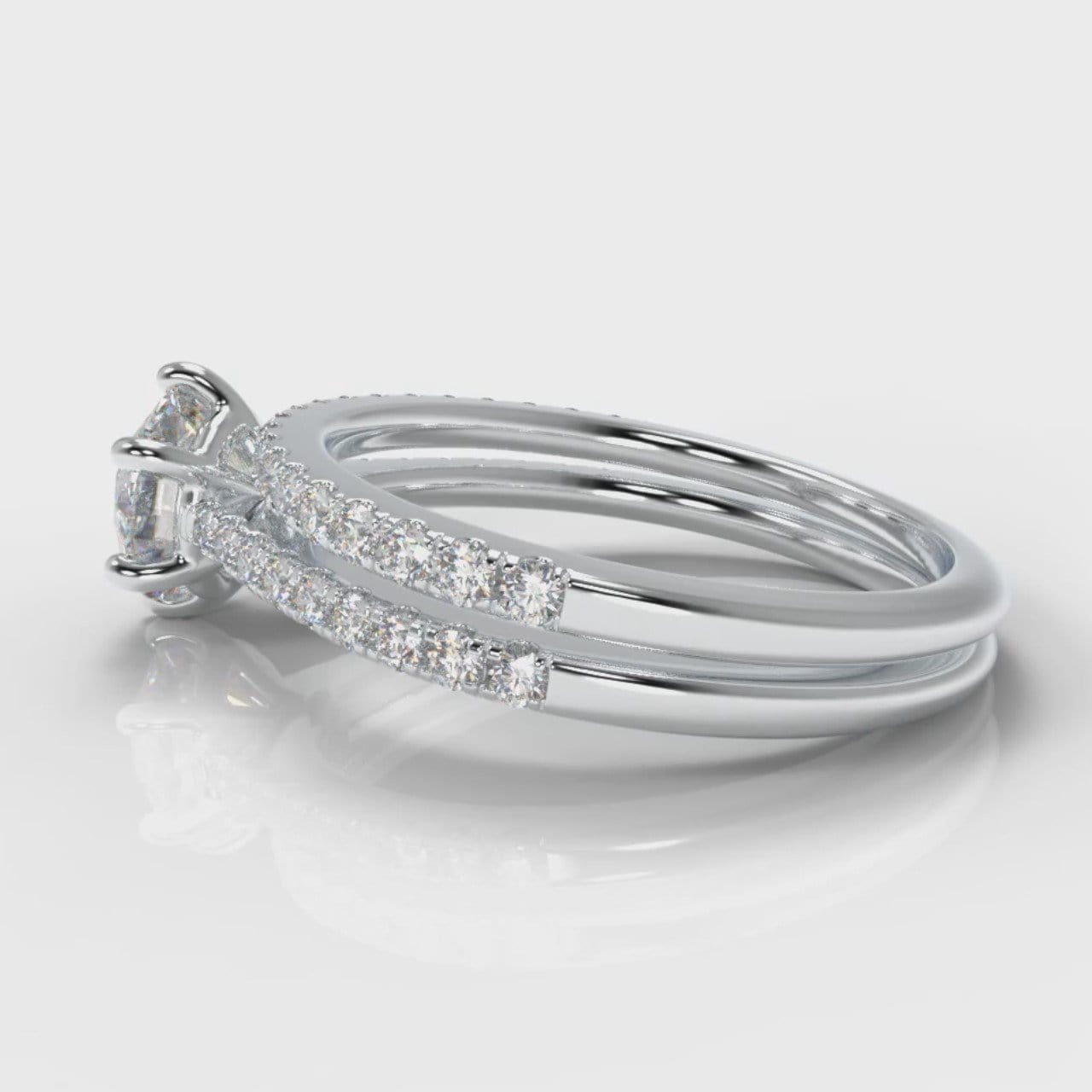 Star Petite Micropavé Round Brilliant Cut Diamond Bridal Set