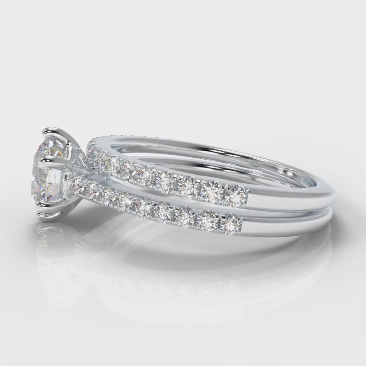Star Petite Micropavé Round Brilliant Cut Diamond Bridal Set