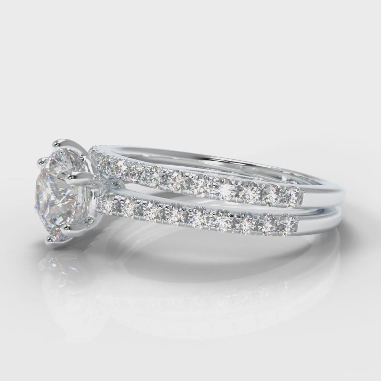 Star Petite Micropavé Round Brilliant Cut Diamond Bridal Set