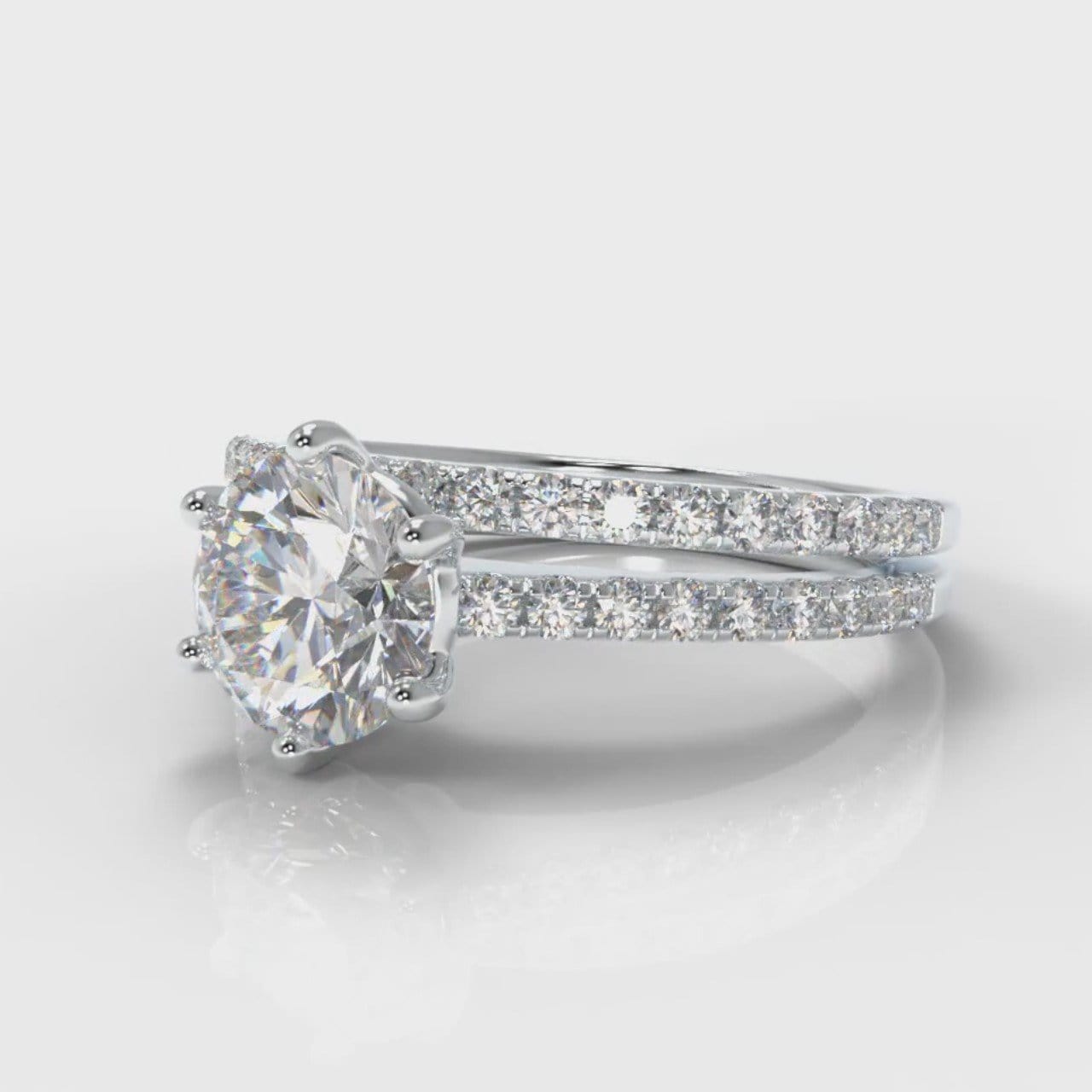 Star Petite Micropavé Round Brilliant Cut Diamond Bridal Set