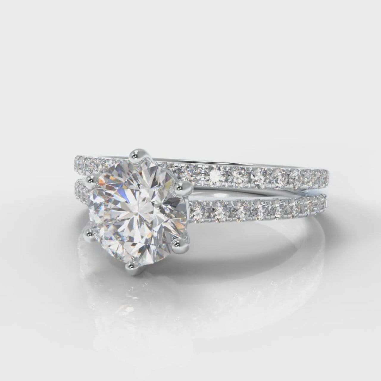 Star Petite Micropavé Round Brilliant Cut Diamond Bridal Set
