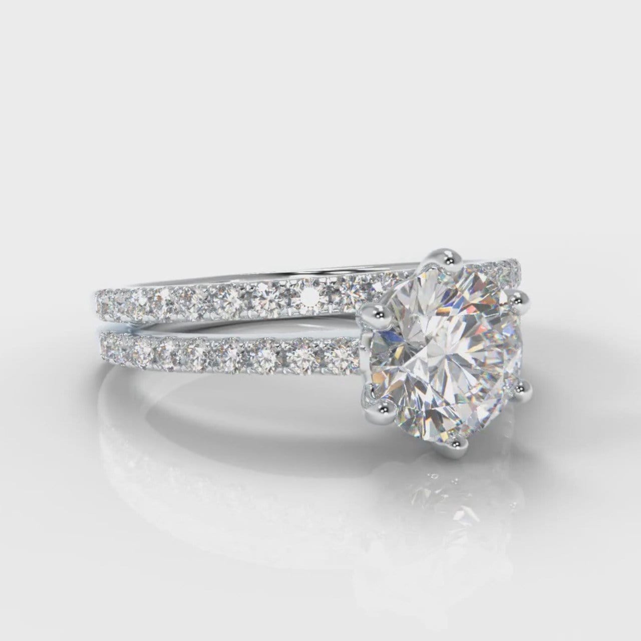 Star Petite Micropavé Round Brilliant Cut Diamond Bridal Set