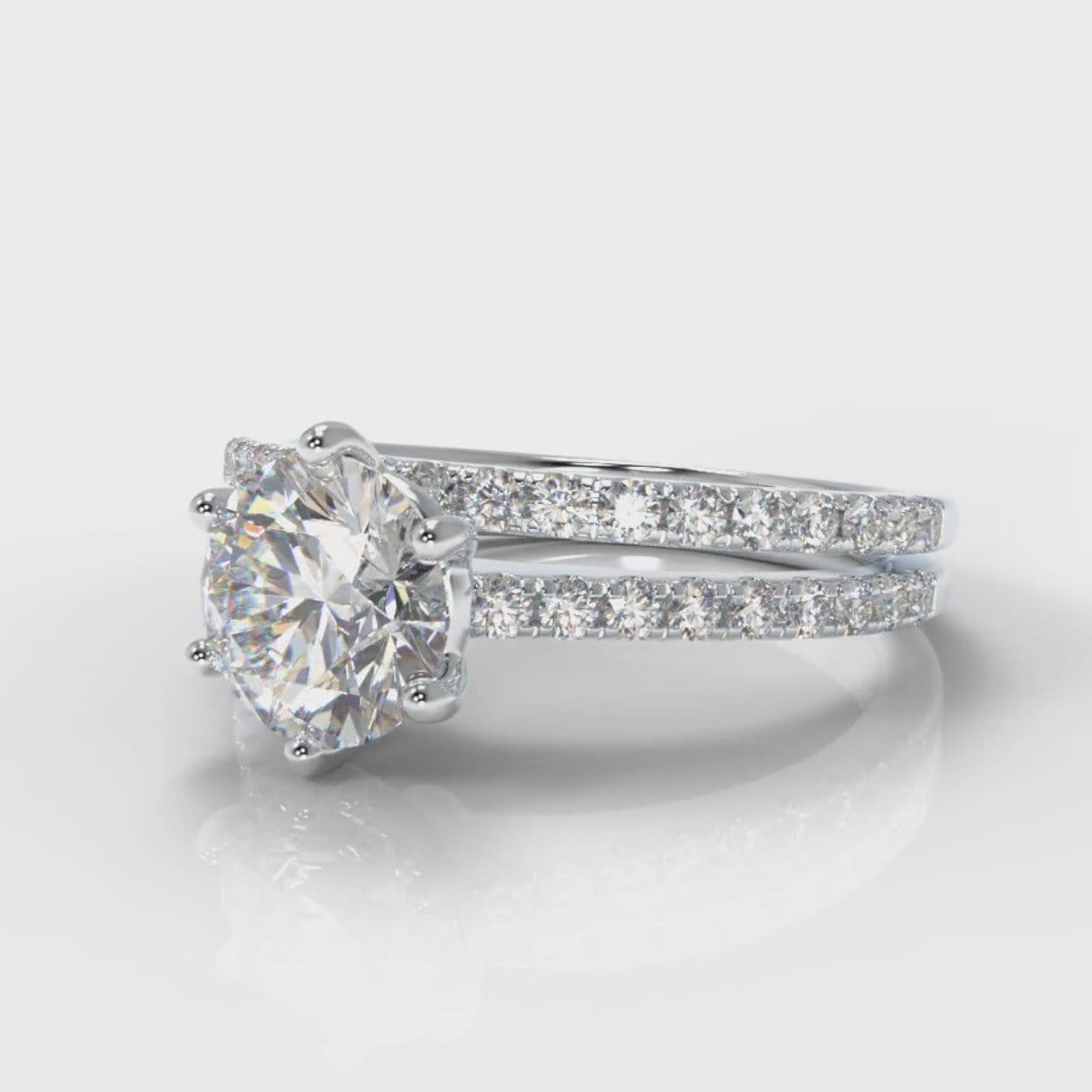 Star Petite Micropavé Round Brilliant Cut Diamond Bridal Set