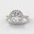 Petite Micropavé Round Brilliant Cut Diamond Halo Engagement Ring - Two Tone Yellow Gold